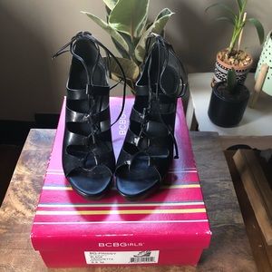 BCBG Lace up wedges